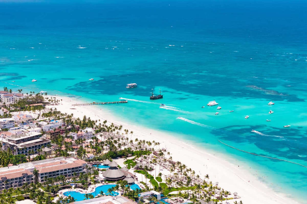 Aerial View Of A Resort Zone In The Dominican Republic, Caribbean Sea