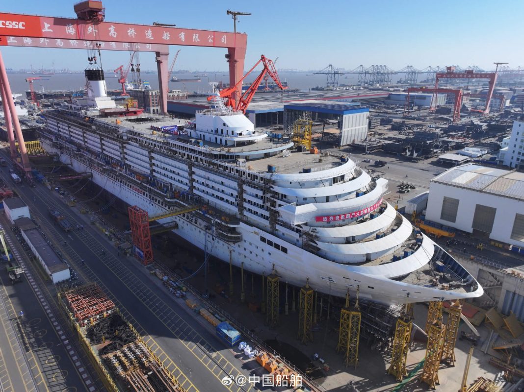 China completes initial phase of construction for second domestically-built cruise ship