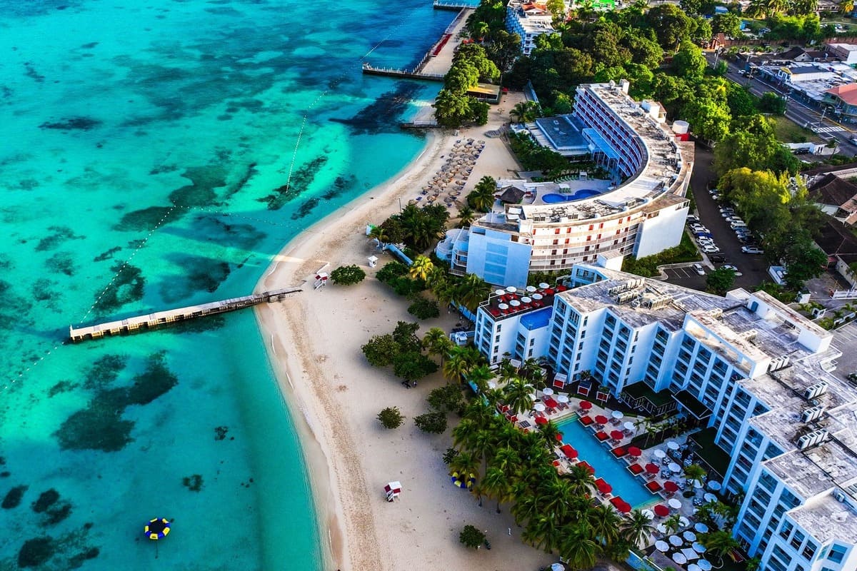 Aerial View Of A Resort Zone In Jamaica, Caribbean Sea