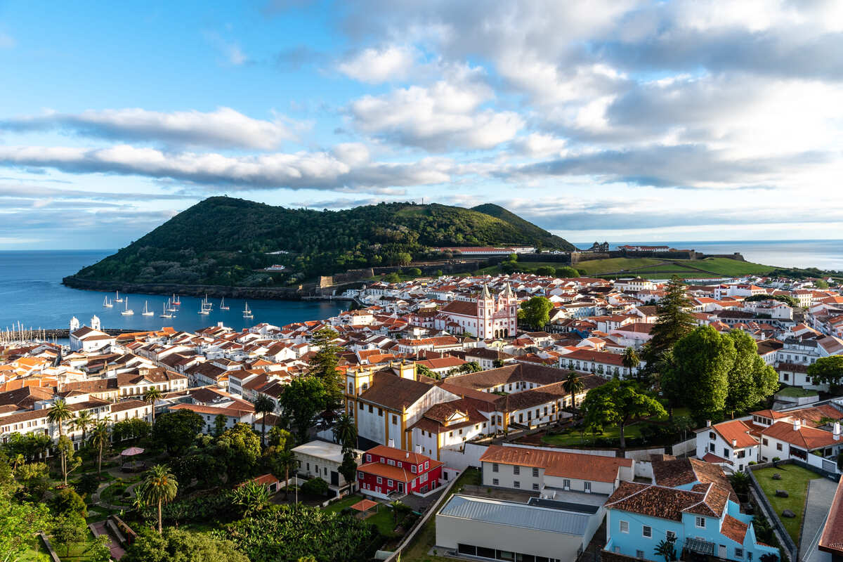 Panoramic View Of Angra Do Heroismo In Terceira Island, Portugal